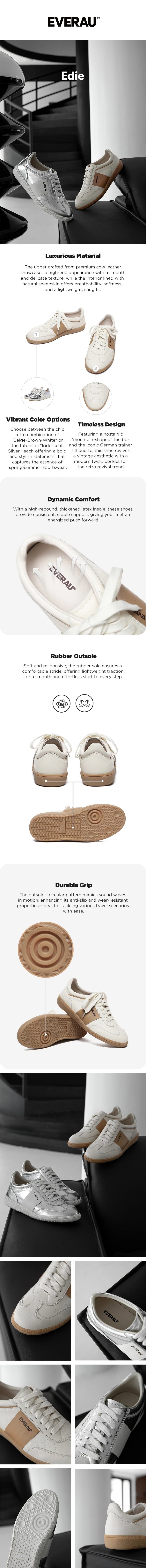 EVERAU® Women Leather Casual Sneakers Edie插图