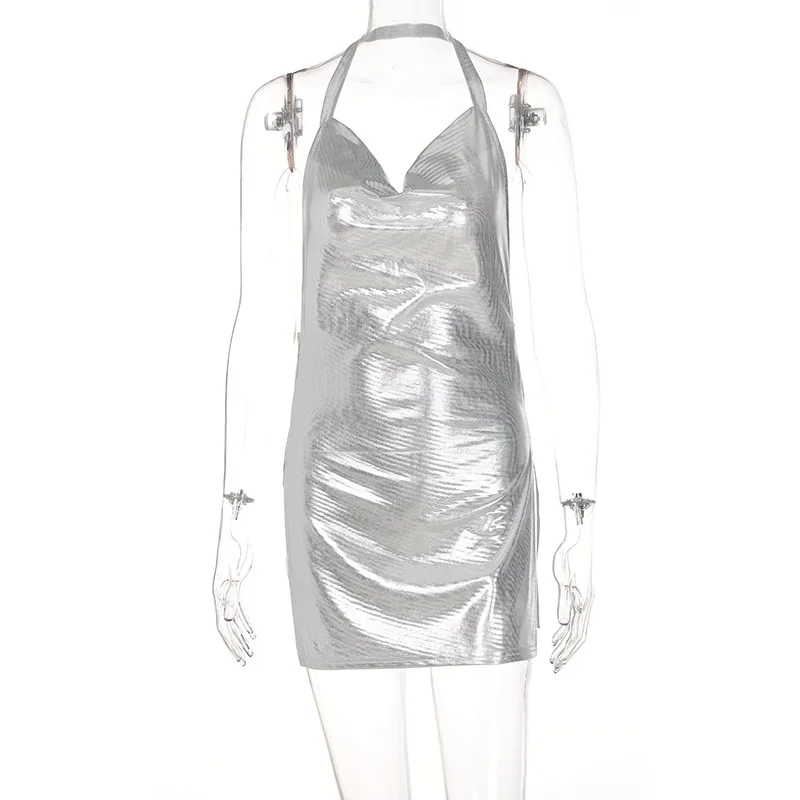 Sexy and Fashionable Women’s Elegant Short Dress with Hanging Neck Backless Bottom Chest Sequin Party Girl Dance Dress插图35
