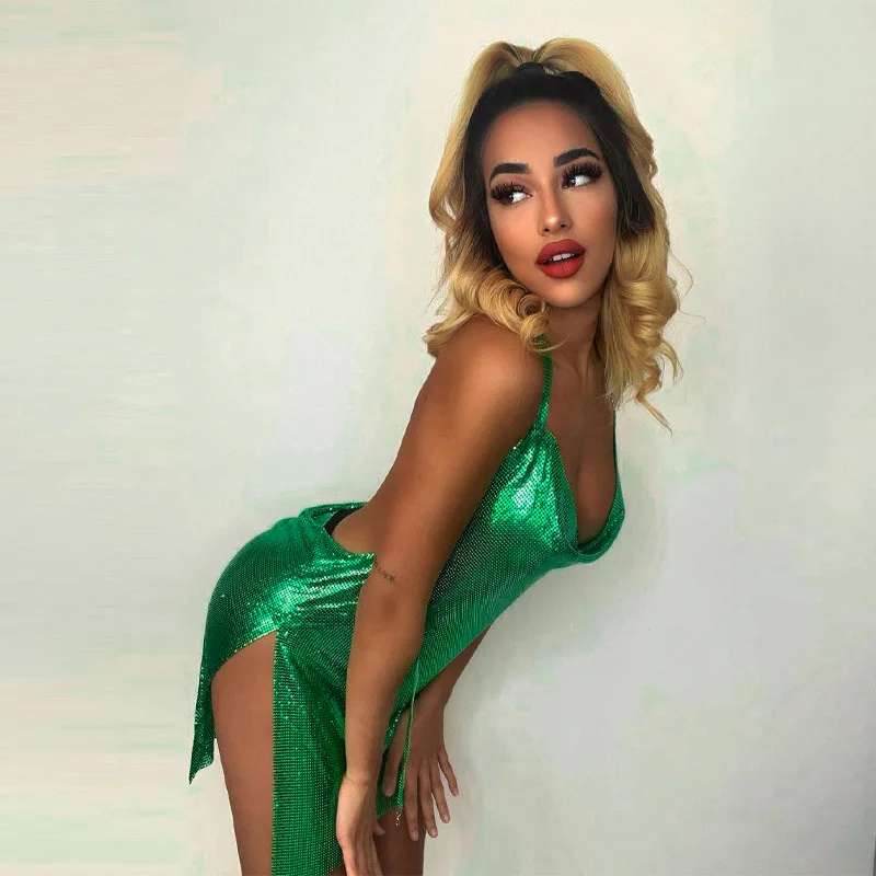 Sexy and Fashionable Women’s Elegant Short Dress with Hanging Neck Backless Bottom Chest Sequin Party Girl Dance Dress插图18 Sexy and Fashionable Women’s Elegant Short Dress with Hanging Neck Backless Bottom Chest Sequin Party Girl Dance Dress插图18