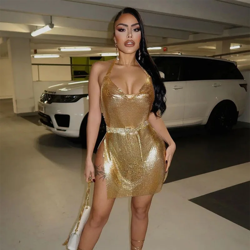 Sexy and Fashionable Women’s Elegant Short Dress with Hanging Neck Backless Bottom Chest Sequin Party Girl Dance Dress插图3 Sexy and Fashionable Women’s Elegant Short Dress with Hanging Neck Backless Bottom Chest Sequin Party Girl Dance Dress插图3