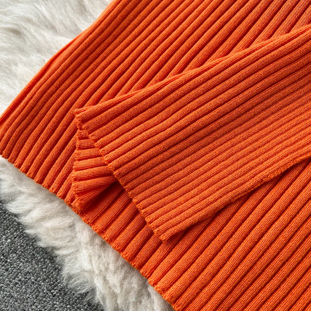YuooMuoo Chic Fashion Sexy Package Hips Split Knitted Summer Dress 2025 Women Slim Elastic Bodycon Party Dress Streetwear Outfit插图16