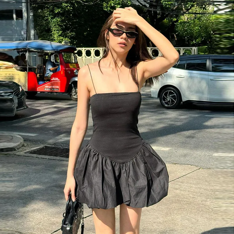 Sexy Women Vintage Solid Mini Dress Cami Ball Gown Dresses Slash Neck Sleeveless Summer Female Fashion Casual Dress Vestidos插图5
