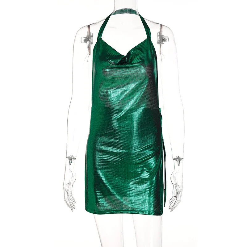 Sexy and Fashionable Women’s Elegant Short Dress with Hanging Neck Backless Bottom Chest Sequin Party Girl Dance Dress插图38