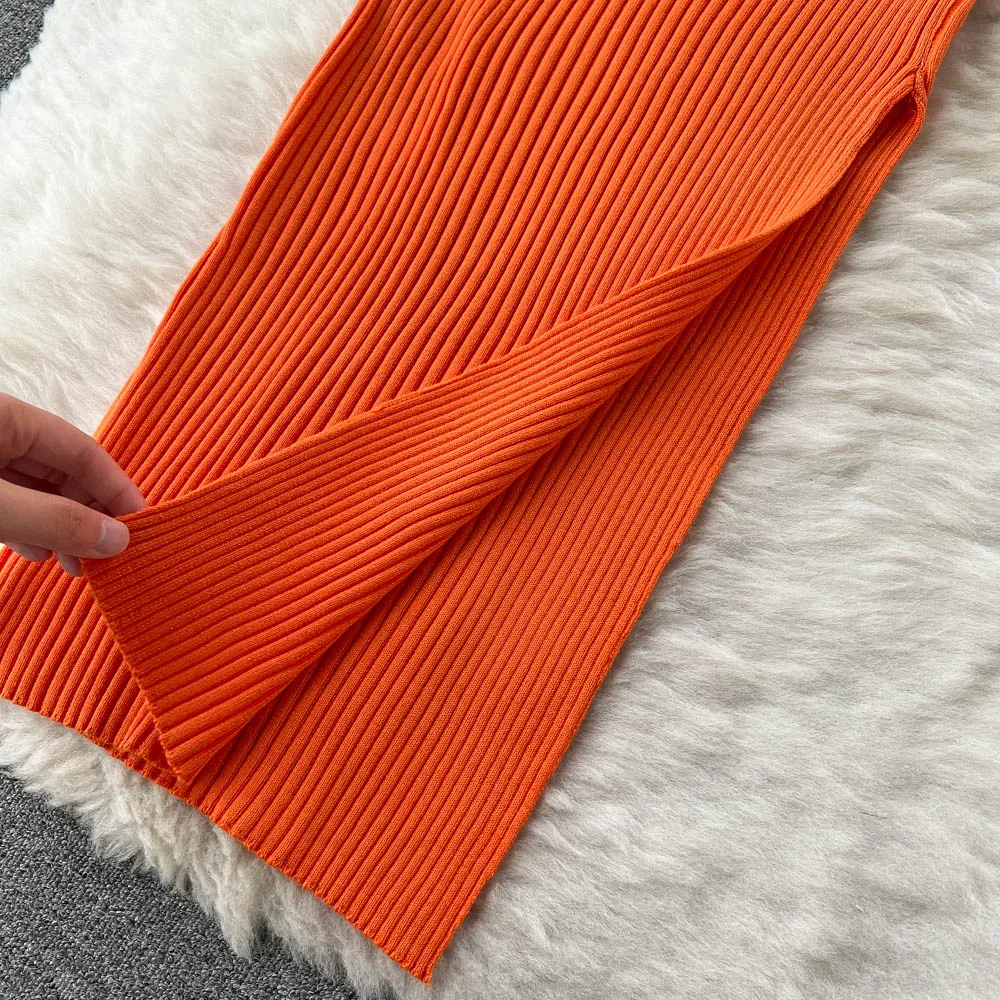 YuooMuoo Chic Fashion Sexy Package Hips Split Knitted Summer Dress 2025 Women Slim Elastic Bodycon Party Dress Streetwear Outfit插图15