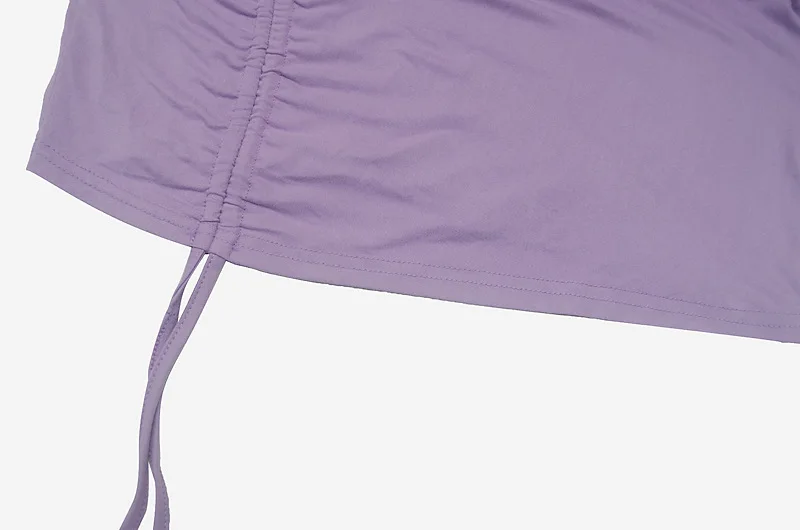 Elegant Lace Up Dress Solid Pleated Slim Fit Party Bodycon Female Sexy Mini Dresses Purple Black Vestidos插图10