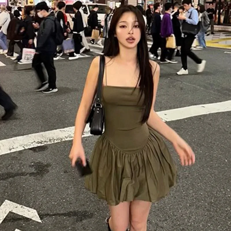 Sexy Women Vintage Solid Mini Dress Cami Ball Gown Dresses Slash Neck Sleeveless Summer Female Fashion Casual Dress Vestidos插图6
