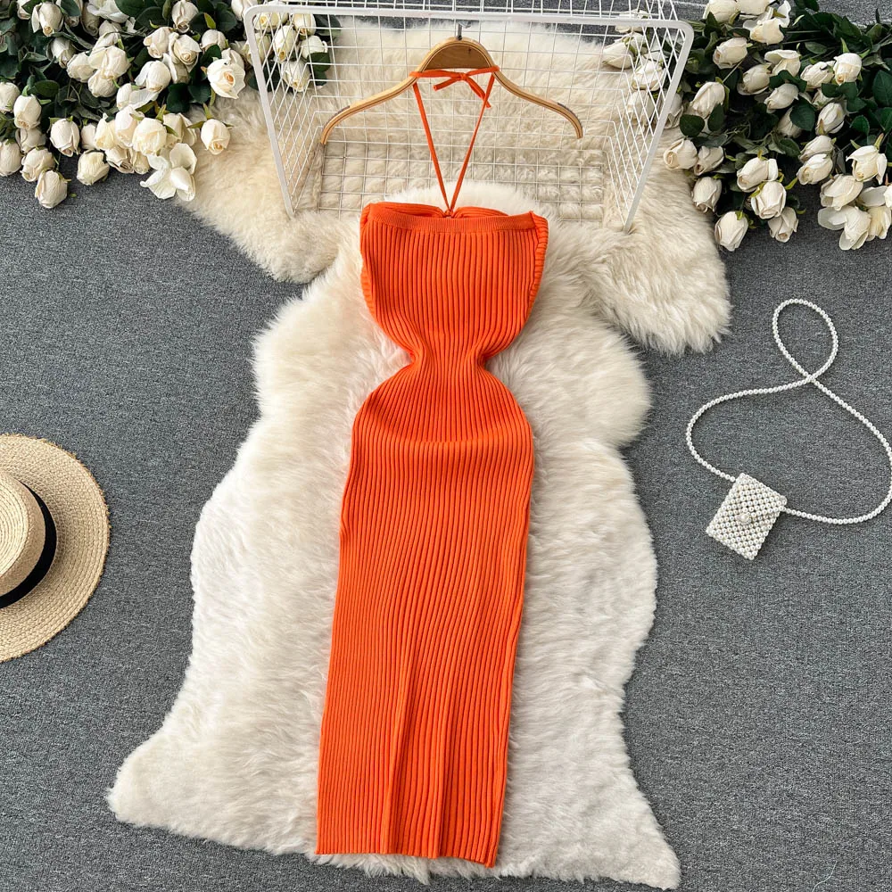 YuooMuoo Chic Fashion Sexy Package Hips Split Knitted Summer Dress 2025 Women Slim Elastic Bodycon Party Dress Streetwear Outfit插图19