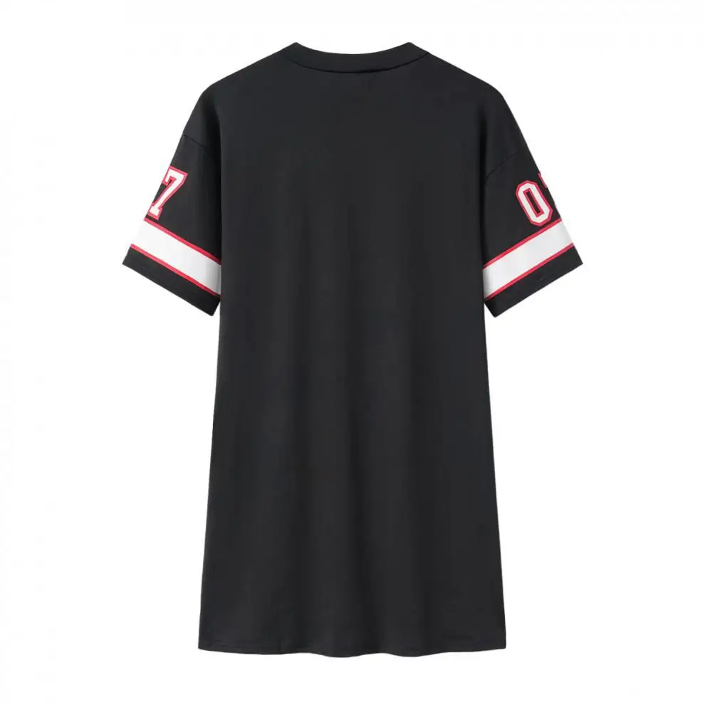 2025 New Fashion V-Neck Queen Letters Print Dress Short Sleeve Basketball Sporty Style Sexy Loose Female Clothing Streetwear插图10