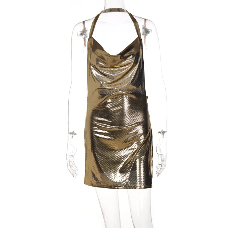 Sexy and Fashionable Women’s Elegant Short Dress with Hanging Neck Backless Bottom Chest Sequin Party Girl Dance Dress插图28