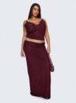 Reiko Lace Trim Tie Front Maxi Set Burgundy Curve缩略图 0-modelinfo-shay-us14