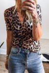 Leopard Wrapped V Neck Slim Short Sleeve Top缩略图 200880e4-7132-4929-b081-ec7984e6a986-Max-Origin