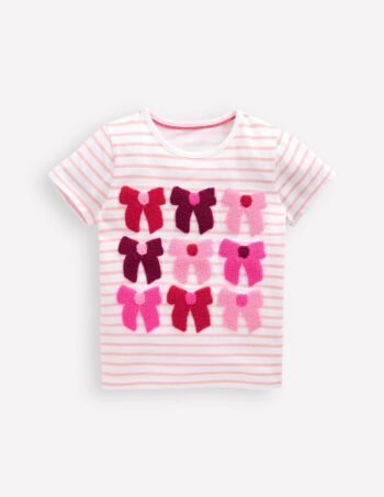 Bay Boucle T-Shirt-Stripe Bows