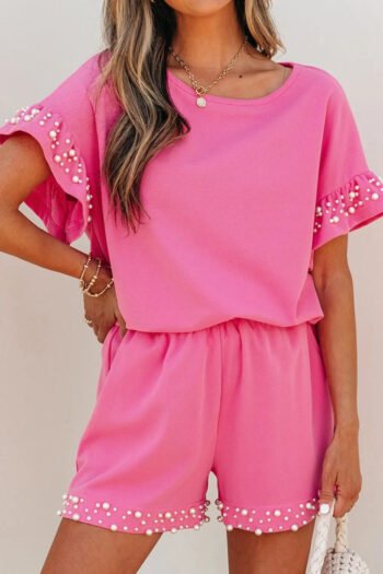 Pearl Embellished Top and Shorts Set