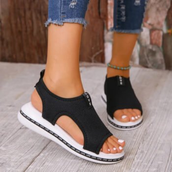 Mesh Open Toe Platform Sandals