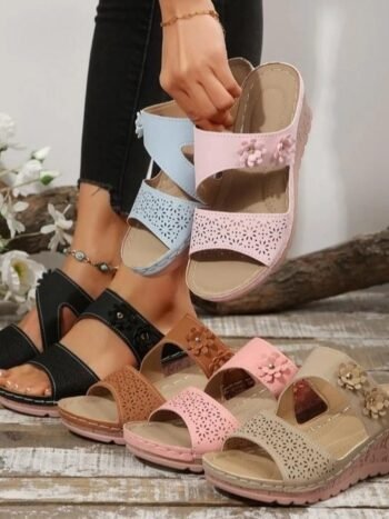 Hollow Out Comfort Wedge Sandals
