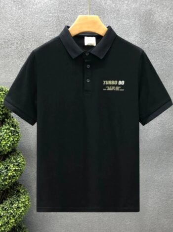 Men's Plus Size Letter Graphic Short Sleeve Polo