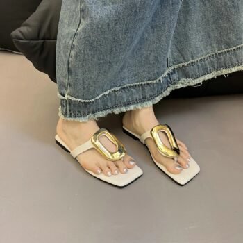 Square Toe Post Metal Sandals