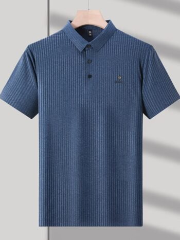 Men's Plus Size Ribbed Short Sleeve Polo Shirt