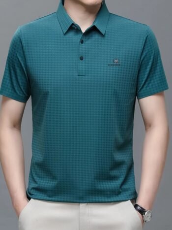 Men's Plus Size Short Sleeve Textured Business Polo Shirt