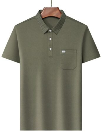 Men's Plus Size Short Sleeve Polo with Chest Pocket