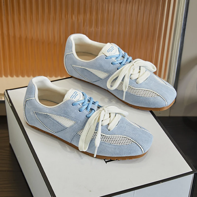 AUTUSPIN Women’s Flats Shoes Summer Fashion Bonded Leather Ladies Training Sports Sneakers Female Suede Leather Footwear Woman插图4