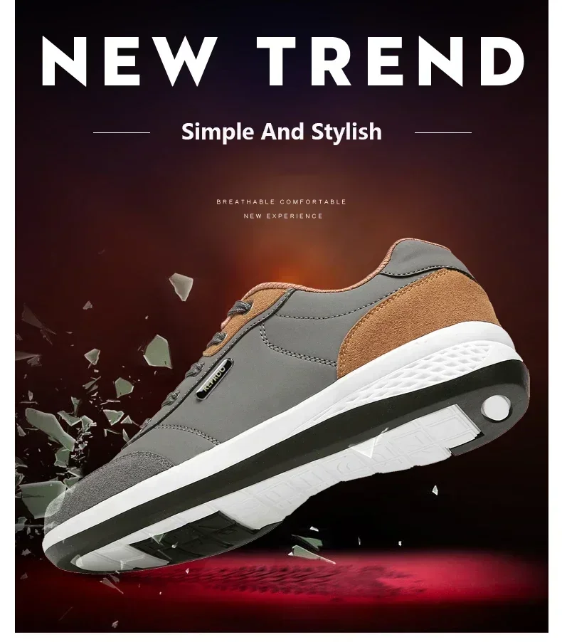 Leather Men Shoes Sneakers Trend Casual Shoe Comfortable Breathable Leisure Male Sneakers Non-slip Footwear Men Sports Shoes插图1
