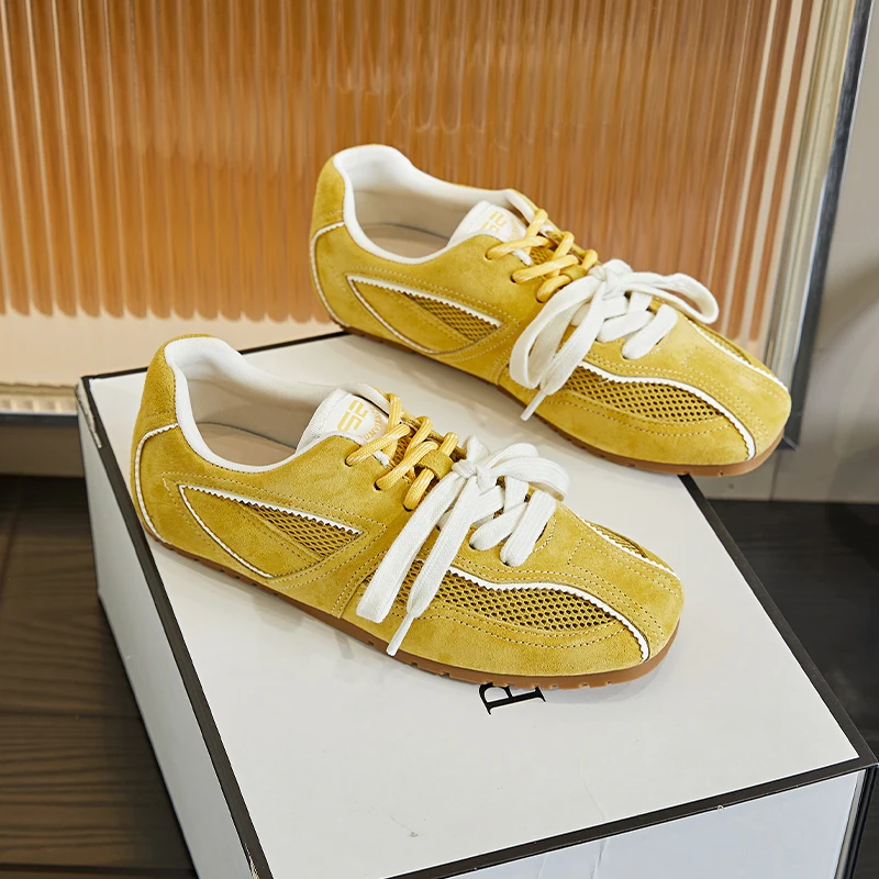 AUTUSPIN Women’s Flats Shoes Summer Fashion Bonded Leather Ladies Training Sports Sneakers Female Suede Leather Footwear Woman插图7