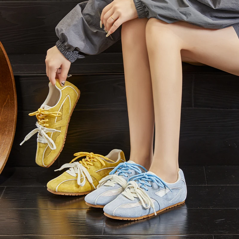 AUTUSPIN Women’s Flats Shoes Summer Fashion Bonded Leather Ladies Training Sports Sneakers Female Suede Leather Footwear Woman插图13