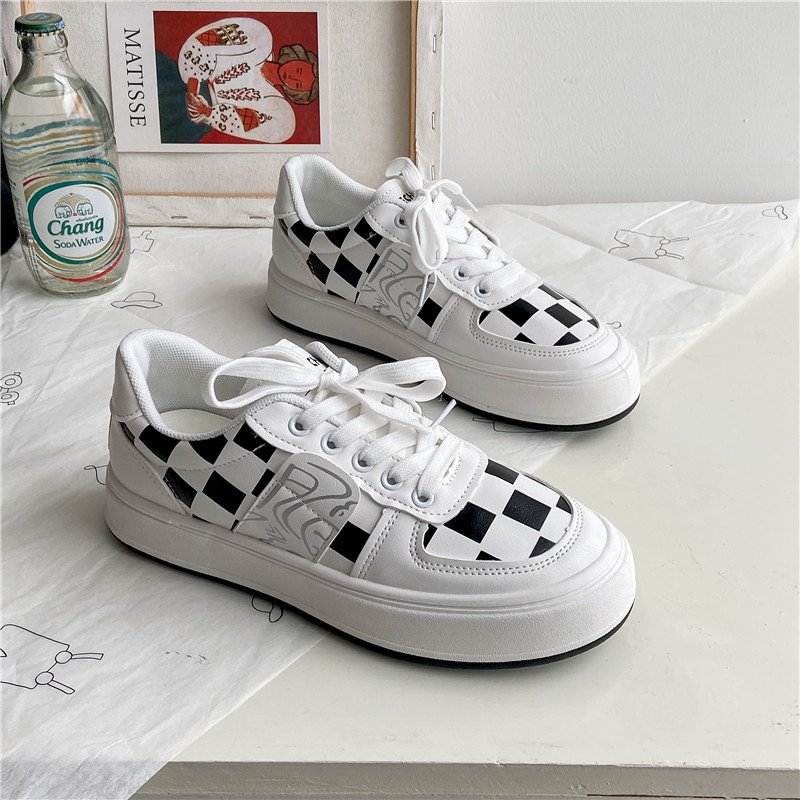 Retro Checkerboard High-top Platform Plaid Sneakers插图1