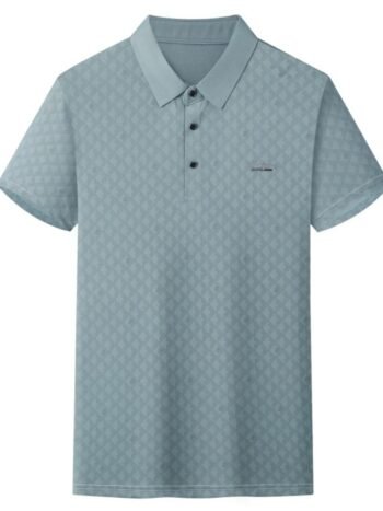 Men's Plus Size Diamond Pattern Textured Polo Shirt