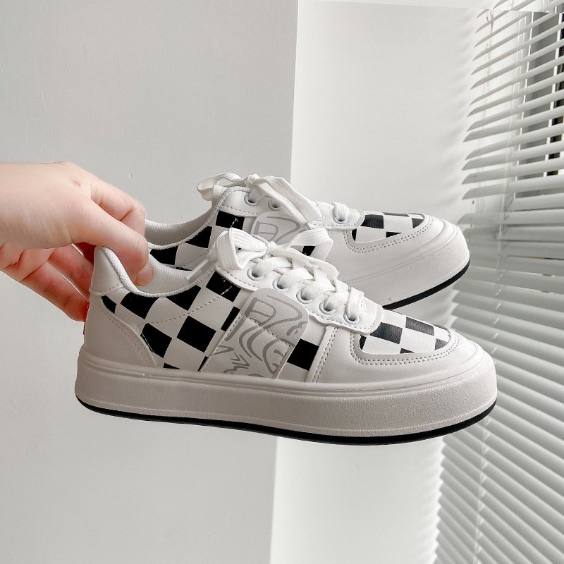 Retro Checkerboard High-top Platform Plaid Sneakers插图4
