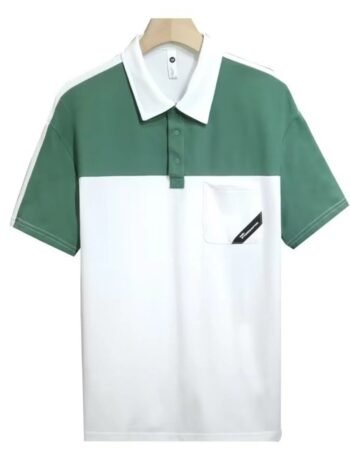 Men's Plus Size Color Block Polo with Pocket