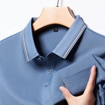 Men's Plus Size Classic Business Casual Striped Collar Polo Shirt