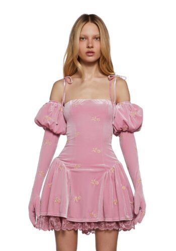 Gilded Romance Velvet Dress And Gloves Set (Fairfax)