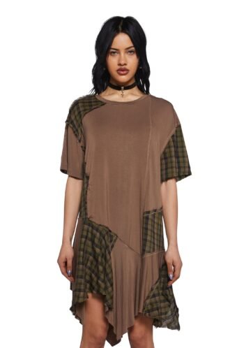 Punk Rebel Baby Doll Dress - Brown (Fairfax)