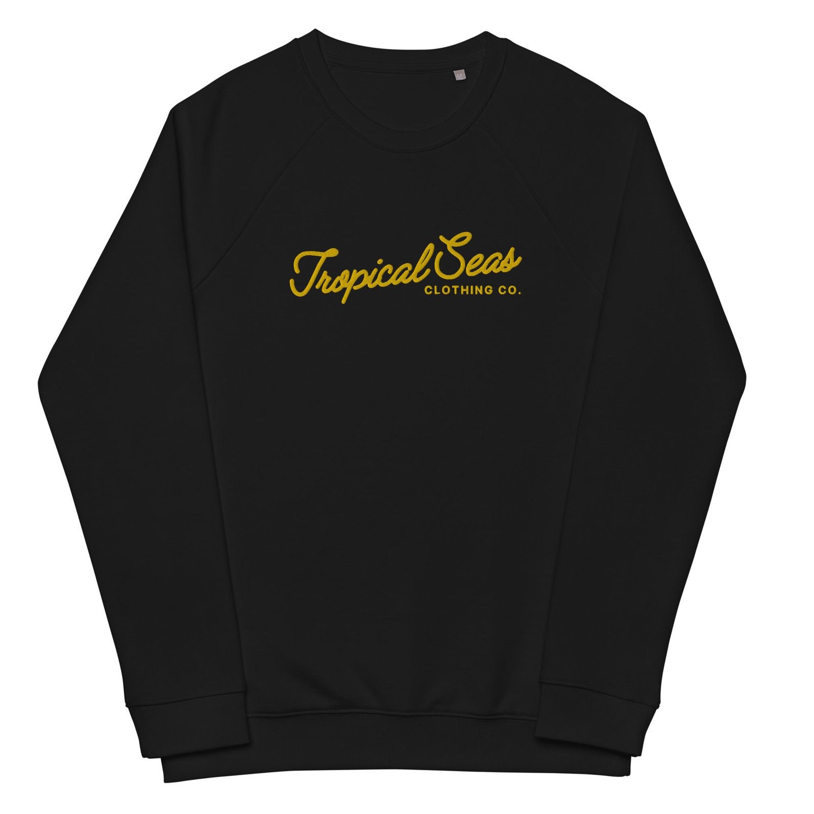 unisex-organic-raglan-sweatshirt-black-front-65d032568bd52