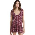 Eberjey Kayla Burgundy Floral Cotton Voile Cover Up Mini Dress S NWT 168缩略图 m15564754034_1