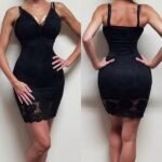 Belle Journee Black Floral Eyelet Lace Stretchy Midi Lace-up Bodycon Dress Small