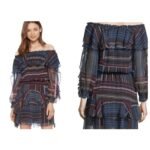 PARKER Silk Palermo Dress Printed Off Shoulder Cocktail Mini Dress