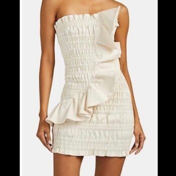 AREA**Ivory Ruched Lame Cocktail Dress*Large 980