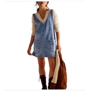 Free People High Roller Cotton Denim Skirtall, L