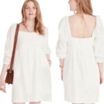 J Crew Cotton Mini Dress Babydoll Silhouette Squareneck White NEW Tall Womens S