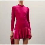Yumi Kim Pink Velvet Bodycon Mini Dress XS Backless Designer Long Sleeve 248缩略图 m62569148751_1