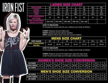 IRON FIST SIZE CHARTS