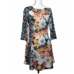 FARM RIO DRESS M FLORAL FIT & FLARE BOHEMIAN FESTIVAL WHIMSICAL FLOWY FEMININE