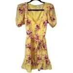 ReVolve LIKELY Yellow Pink Rose Mini Quinn Dress in Snapdragon NWOT