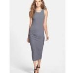 Standard JAMES PERSE S / 1 Ruched Tank Dress Sleeveless Midi Pullover Pencil