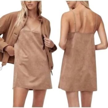 Aritzia Wilfred Free Vivienne camel suede mini dress Small