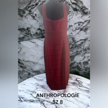 ANTHROPOLOGIE, SZ 8, RED/BLACK, SLEEVELESS, ZIP UP DRESS. NWT