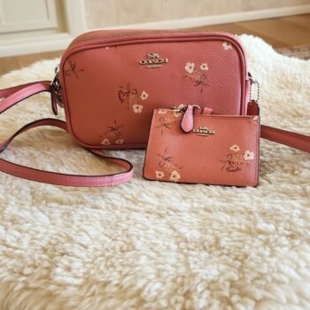 Adorable Coach Pink Leather Floral Camera Style Crossbody & Wallet ??